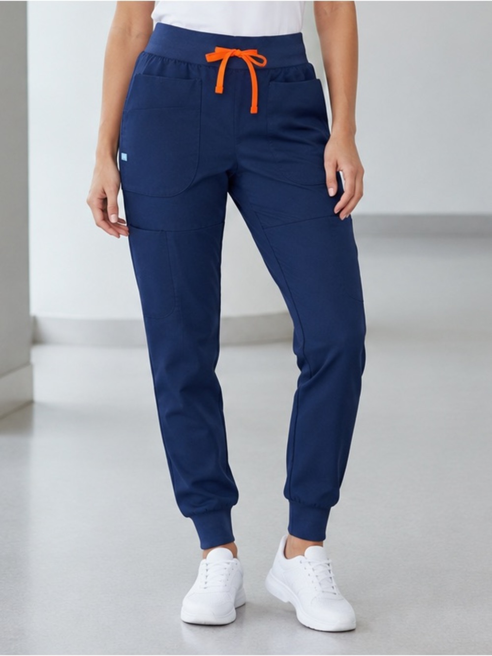 FIGS Technical Collection Navy Scrub Jogger Pants Orange Drawstring XXS